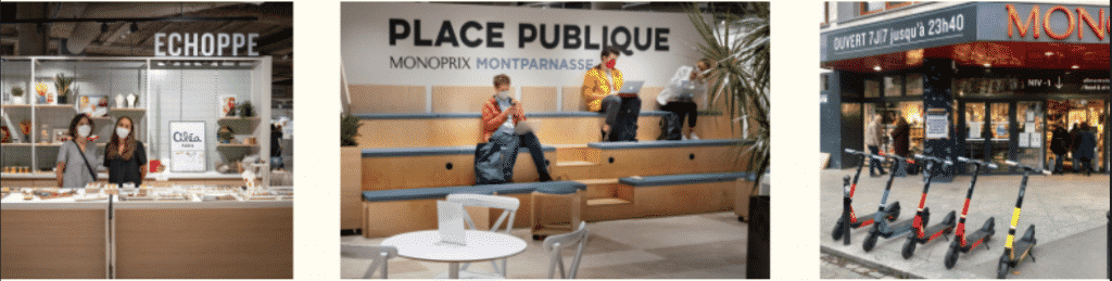 L'Echoppe, la Place Publique et La Station, concepts du magasin Monoprix Montparnasse
Source : Monoprix.com